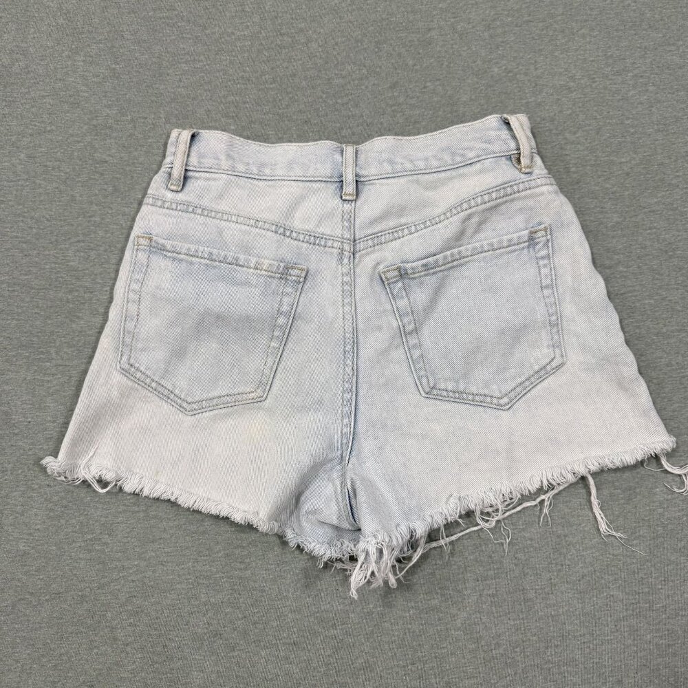 Pacsun Ultra High Rise Vintage Short Women's 24 Blue Cotton Distressed Festival - Picture 4 of 8